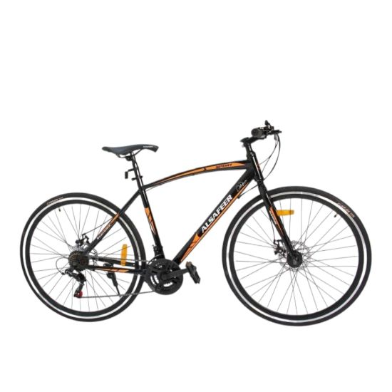 صورة دراجة رياضية 27 إنش – سيكل ألومنيوم 7 سرعات خفيف الوزن بإطارات مقاومة للانزلاق - اورنج